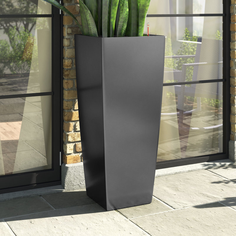 Cubico Ceramic Pot Planter, Metallic Charcoal