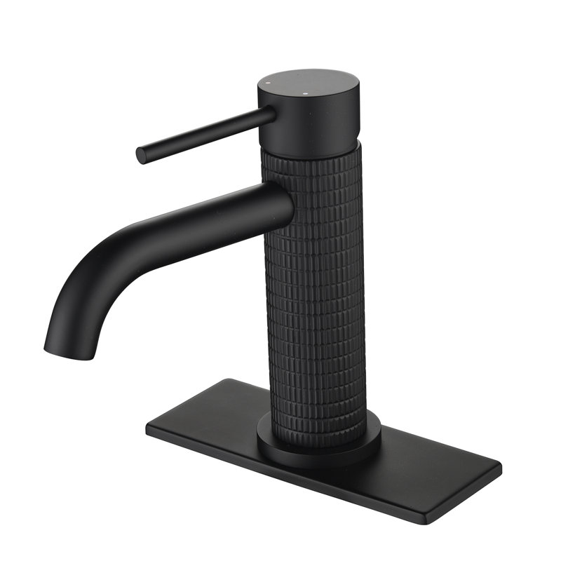 Robinet pour salle de bain à poignée simple en laiton massif 6-7 / 16 po, Noir mat, Système de drainage non compris