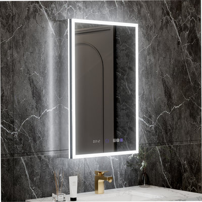 Smart LED Medicine Cabinet With GFCI Outlet, Blum Hinges, Dual Lighting, Stepless Dimming, Anti - Fog, And Multifunctional Storage For Bathroom