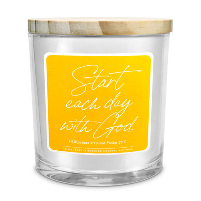 Bougie de soja «Commencez chaque jour avec Dieu» 13 oz