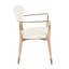 Chaise contemporaine en bois délavé blanc et tissu crème avec accent cuivre - ensemble de 2