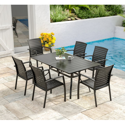 Ensemble repas rectangulaire pour 6 personnes 63 "avec chaises en aluminium Cannizzo