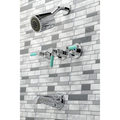 Kingston Brass Kaiser Triple-Handle Tub and Shower Faucet