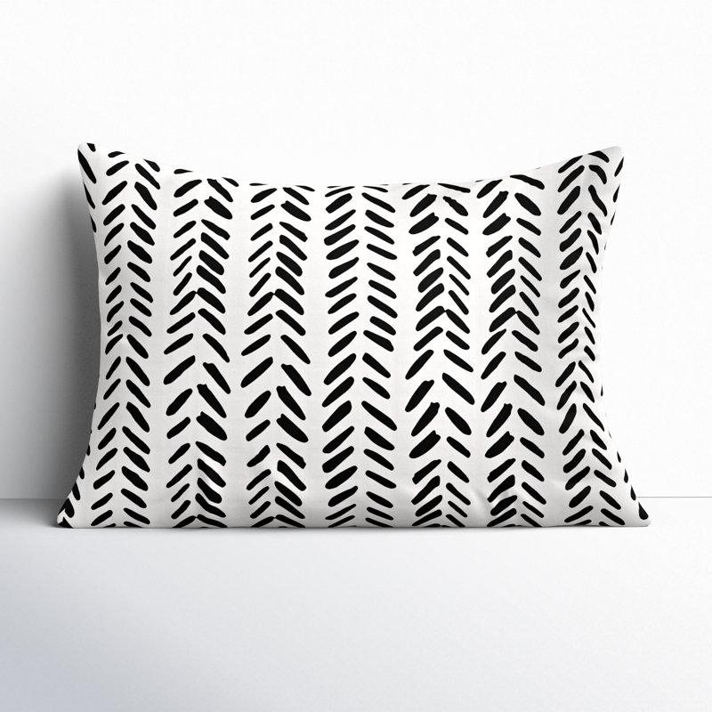 Geometric Reversible Throw Pillow, Black