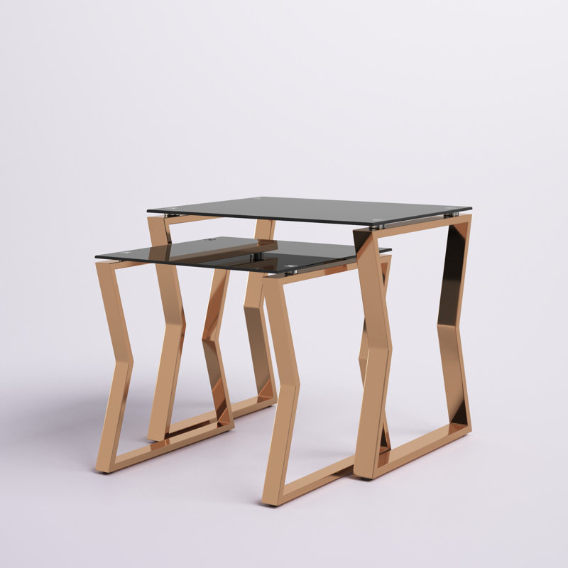 Xander Glass Top Nesting Tables, Gold