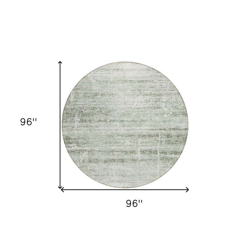 Tapis d'intérieur rond lavable abstrait vert et ivoire 8 'Sage Artichaut
