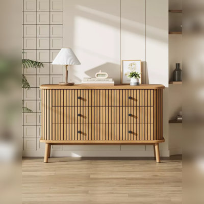 Commode 6 tiroirs Mid-Century, commodes horizontales à double tiroir, rangement de rangement pour placard, couloir, entrée, chambre à coucher, salon
