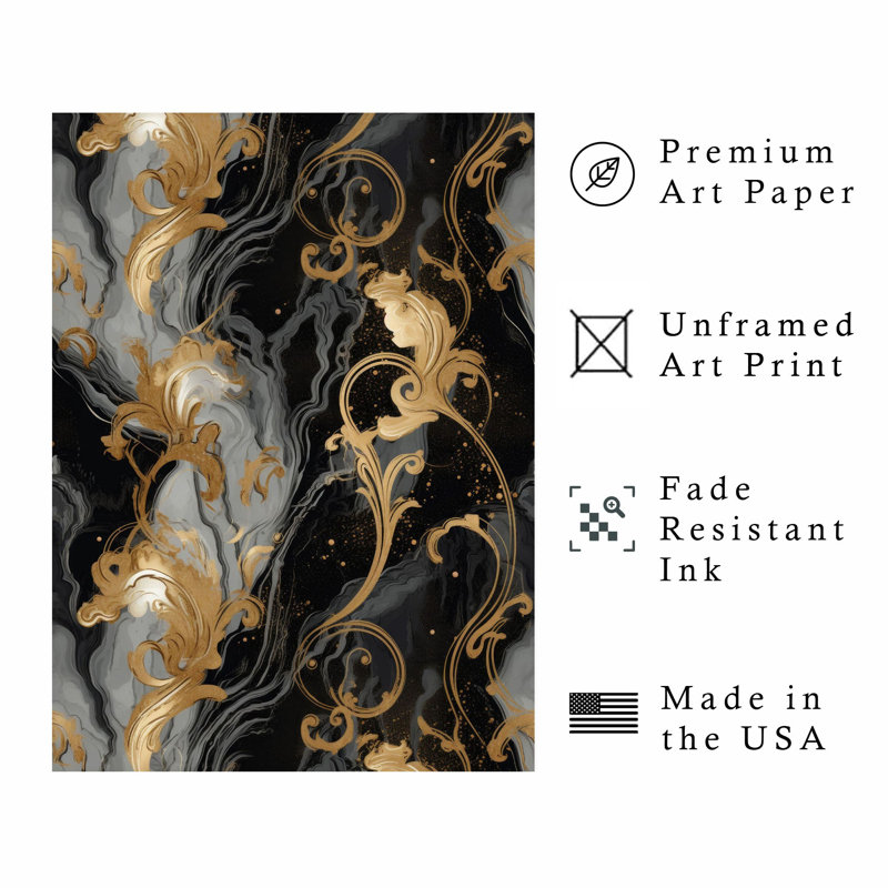 «Abstract Luxe Symphony II», reproduction d'art moderne sans cadre, H 7 po x l 5 po