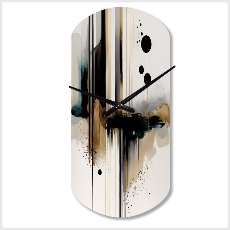 Thao Abstract Transitional Modern Shapes I - Horloge murale cylindrique en métal, Grand