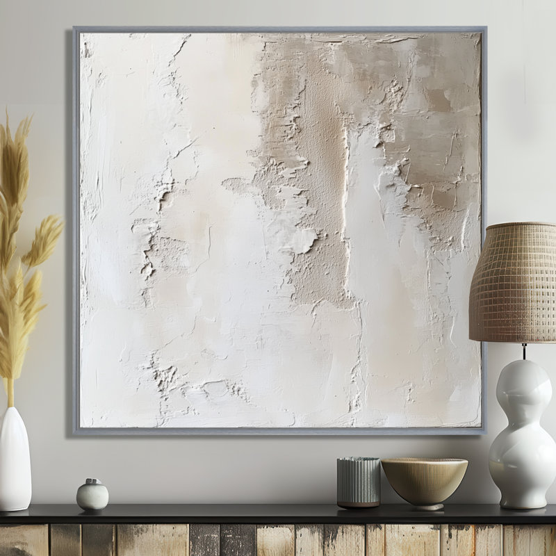 Soft Plaster Layers II - beige, impression sur toile, Encadrement argenté, H 16 po x l 16 po