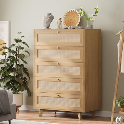 5 Drawers Rattan Dresser