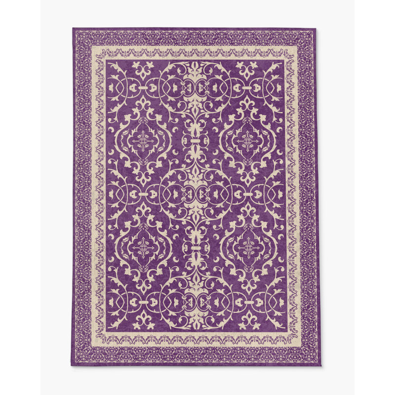 Tapis de chaise rectangulaire à poils courts Rao, Améthyste, L 48 po x L 72 po