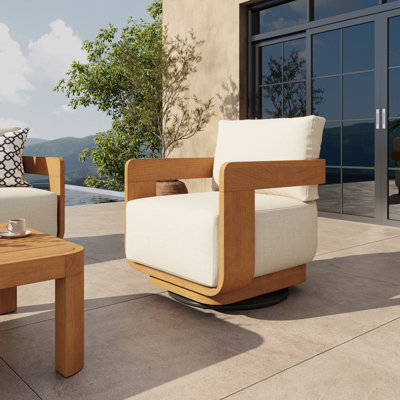 Chaise simple pivotante d'extérieur 360 ° en teck massif