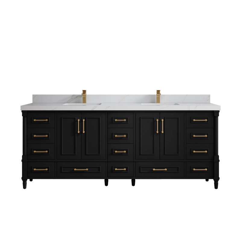 Aberdeen Bathroom Vanity, 2 IN Calacatta Sienna, Carrara Marble