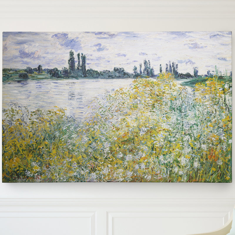 Fleurs sur les rives par Claude Monet - reproduction, H 37 po x l 49 po, Toile tendue, Sans cadre