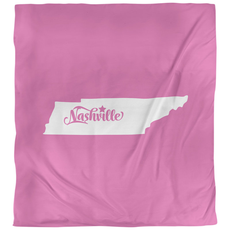 Housse de couette réversible simple Nashville Tennessee, Housse de couette pour très grand lit, Rose, Microfibre