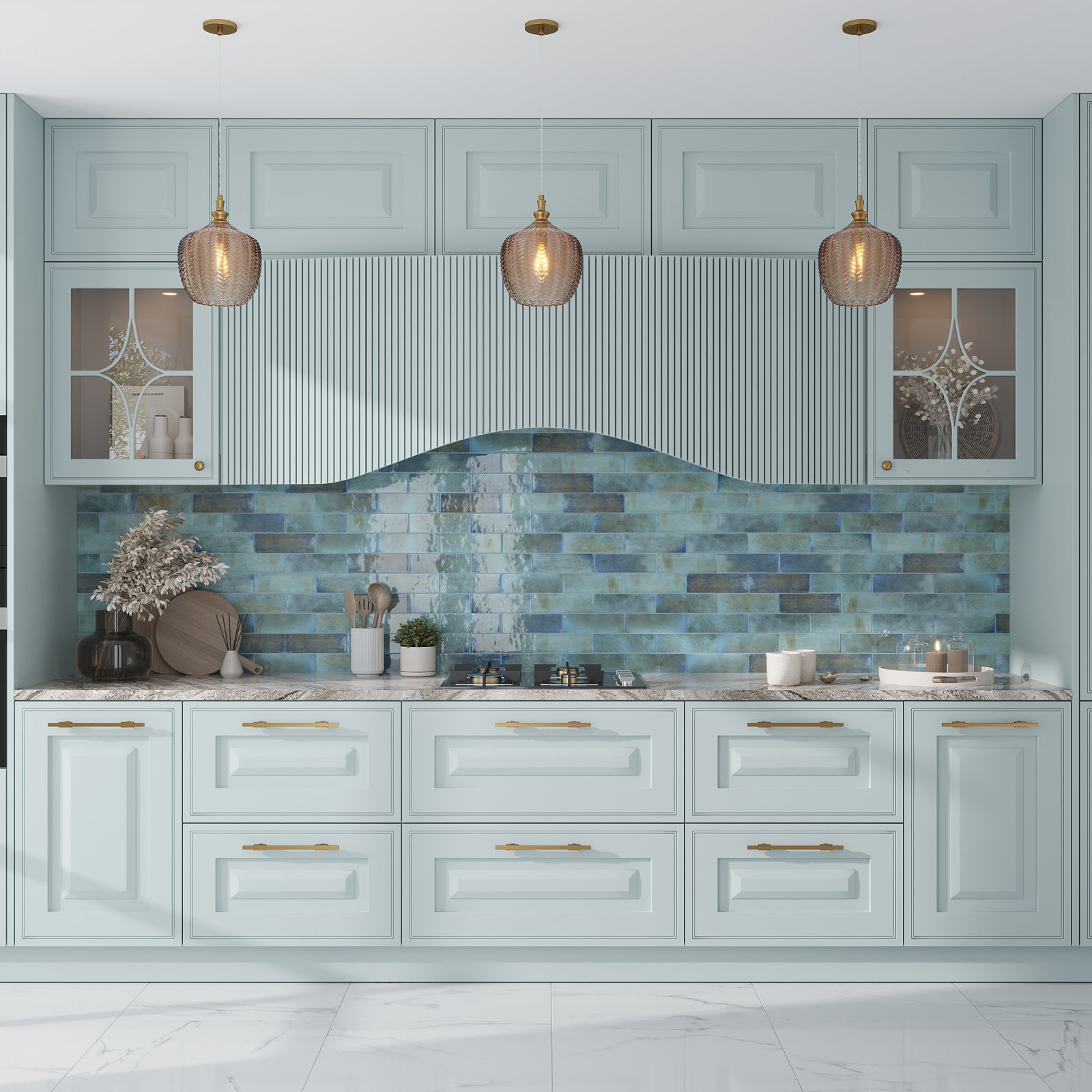 Antiek 3" x 8" Ceramic Subway Tile, Blue