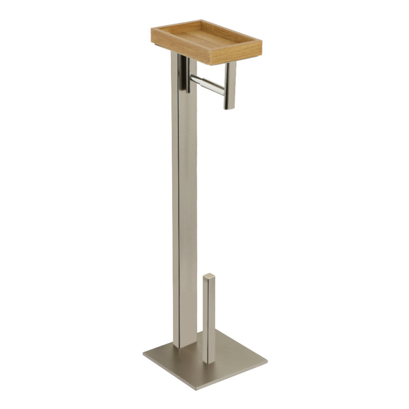 Kingston Brass Edenscape Freestanding Toilet Paper Holder with Storage Shelf, Brushed Nickel