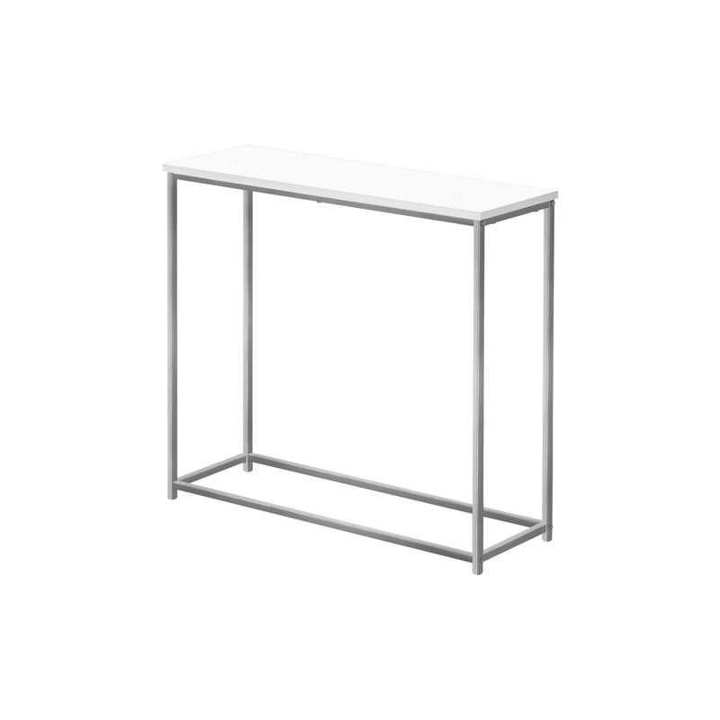 Kip Sofa Console Table, 32 Inch Narrow Top, Open Metal Frame, White, White