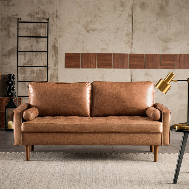 Mccaulley Upholstered 69.68'' Sofa, Suede Brown