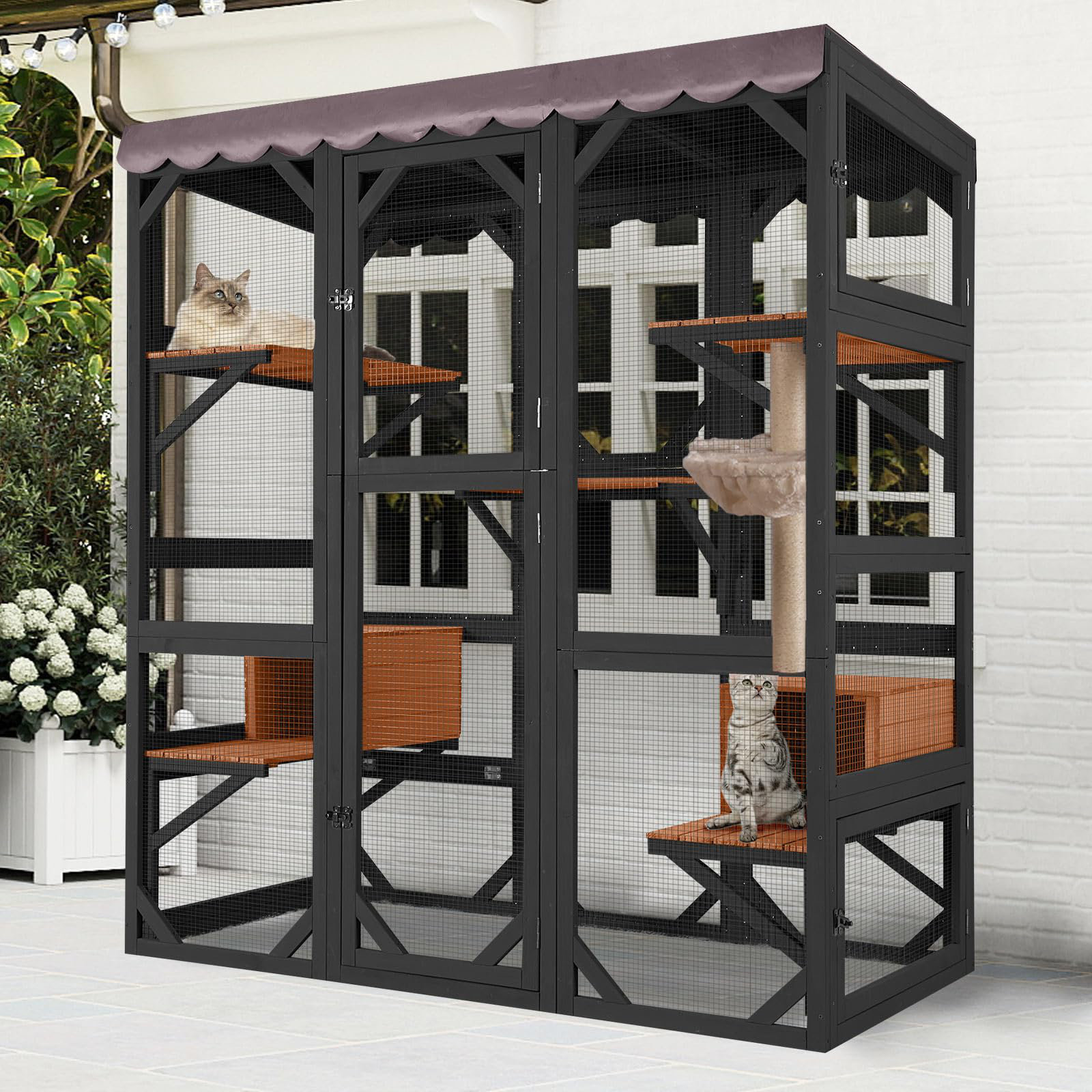 Tucker Murphy Pet™ Catio Outdoor Cat Enclosure Large Wooden Cat Cage ...