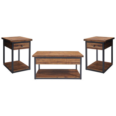 3 - Piece Solid Wood Top Living Room Table Set