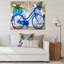 Vélo rétro bleu avec fleurs - Impression sur toile-67465195-67465207