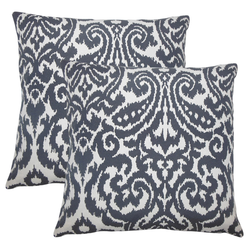  Coussin décoratif en coton Ikat, Bleu marine