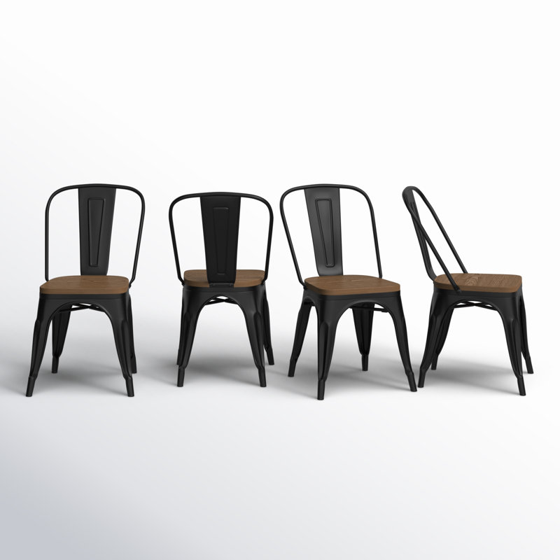 Linda Stacking Side Chair, Black/Brown