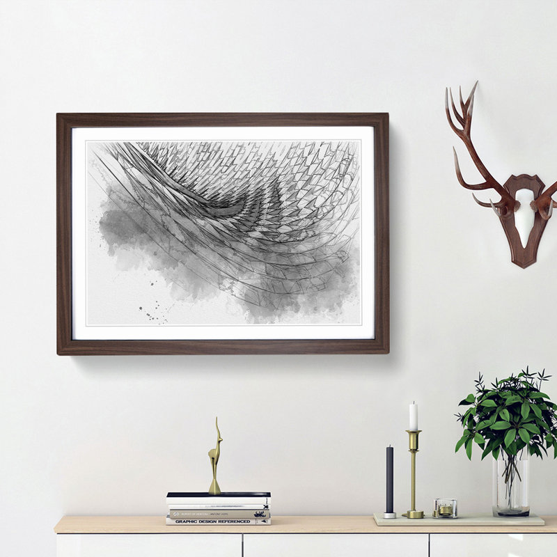 Architecture Sketch Vol.7 in Abstract - Picture Frame Graphic Art Print, 27cm H x 36cm W x 2cm D, Walnut Framed