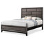 Modern Queen Size Bed In Gray With Box Design And Plywood Panel Rustic Finish Pattern Headboard