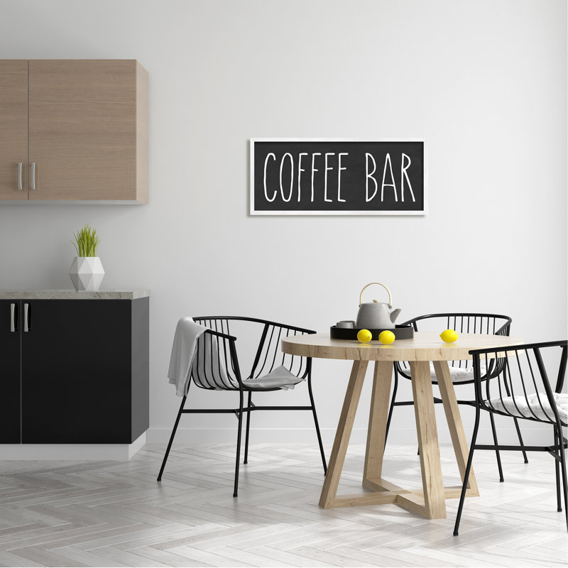 Enseigne de cuisine café café texte décontracté, H 13 po x l 30 po x P 1,5 po, Giclée encadrée blanc bord de mer