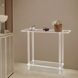 2 Tiers Freestanding Clear Acrylic Table With Open Shelves