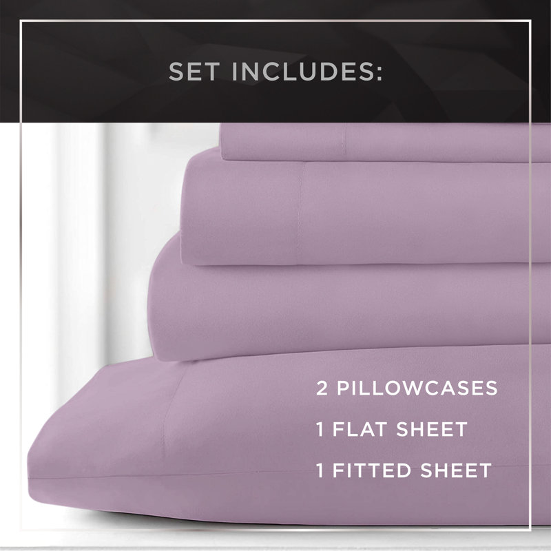 Raymond Waites Cotton Blend Sheet Set, Lavender, Full Sheet Set + 2 Fitted Sheets + 2 Pillowcases