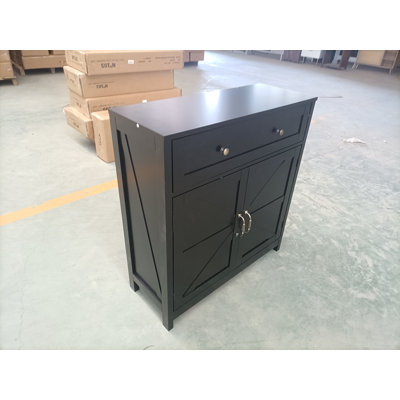 Farmhouse Kitchen Sideboard Buffet Cabinet – Black Storage Cabinet With Drawer, Adjustable Shelf, And Sliding Barn Doors; For Kitchen, Dining Room, O by Living Source International