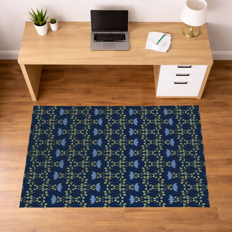 Tapis de bureau léger et antidérapant Anjelica, H 0,1 po x l 36 po x P 24 po, Marine