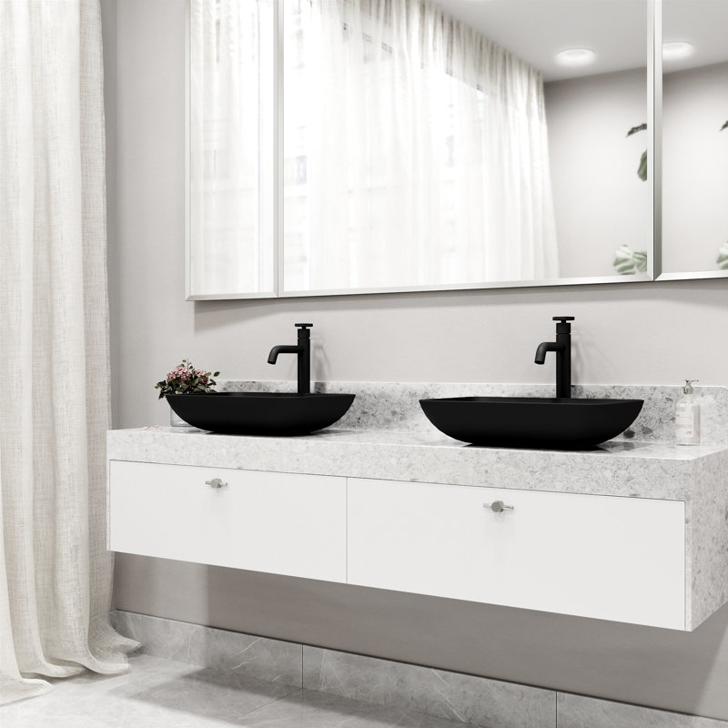 Robinet de lavabo vasque à poignée simple H 12 po Ruxton, Noir mat