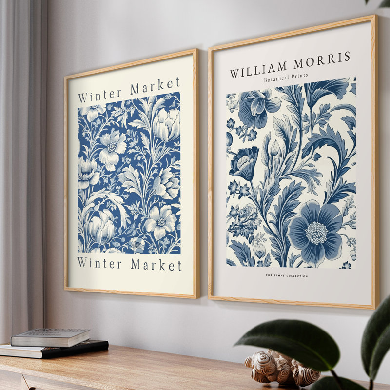 Vintage Floral LVI - Impression Giclée sur cadre - ensemble de 2, Naturel, H 23 po x l 58 po