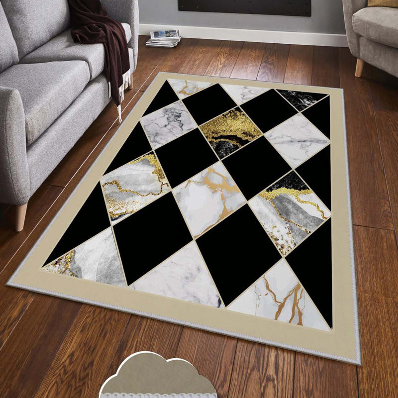 Luxurious Woven Area Rug, 100% Polyester, 23.6 x 39.4 inches | 650 g/m², 0.3 in Pile Height | Antibacterial, Non-Slip PVC Dot Underside, Machine Washable | 3D Digital Printing, Perfect for Living Room & Bedroom Decor