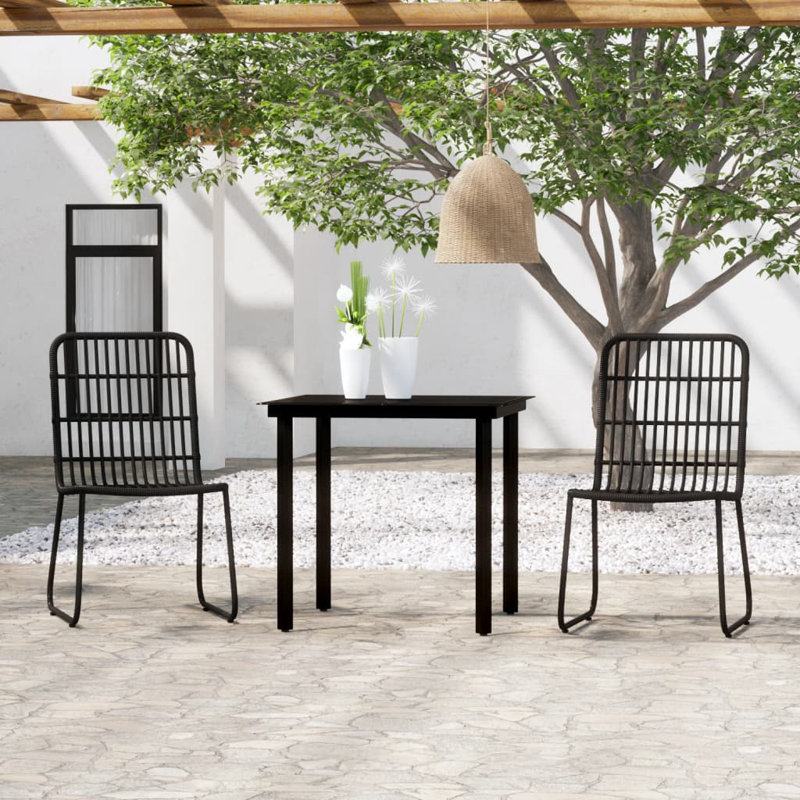 Long Dining Set, 29.1" H x 31.5" W x 31.5" D, 2, Black