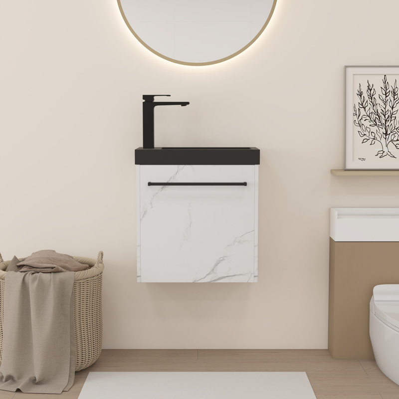 Meuble-lavabo mural 20 po avec lavabo, Noir