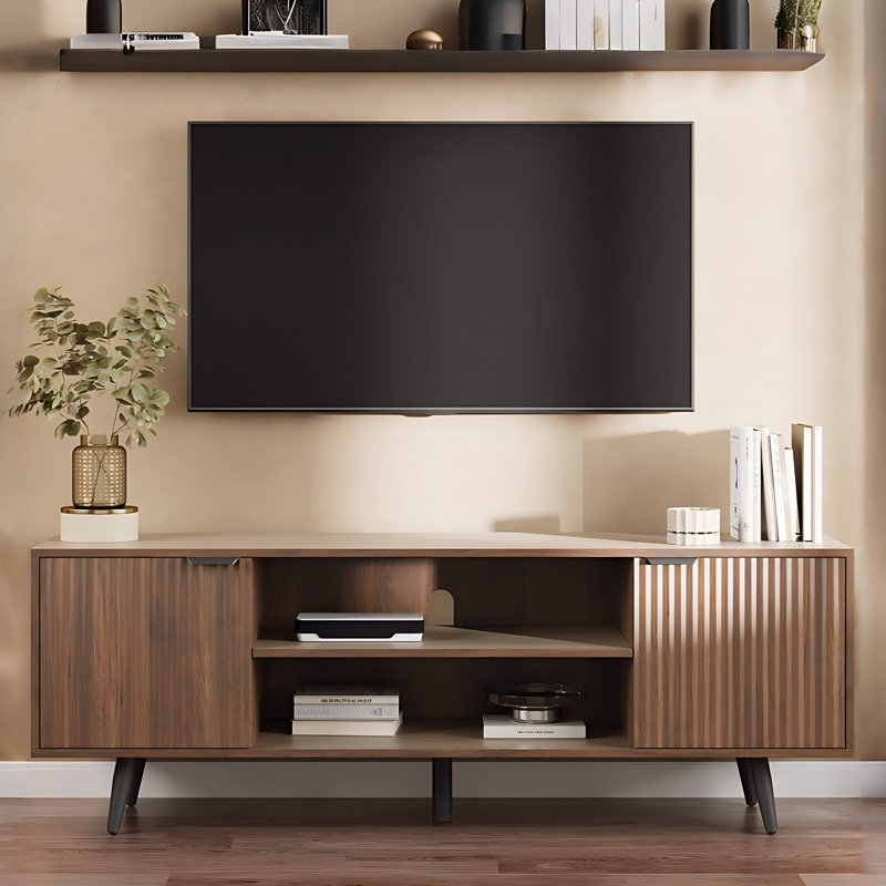 Modern TV Stand with Storage Cabinet, Wood Fashionable TV Cabinet, Entertainment Center TV Stand for TV, Living Room