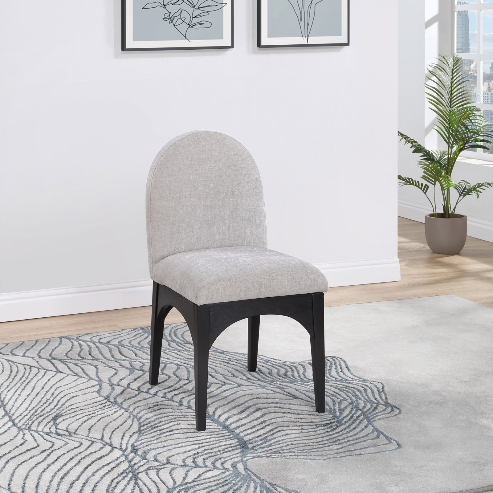Charith Dining Chair, Gray, Black