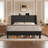 Upholstered Platform Bed With Charging Station Wingback Storage Ergonomic Headboard-729766213-729766218
