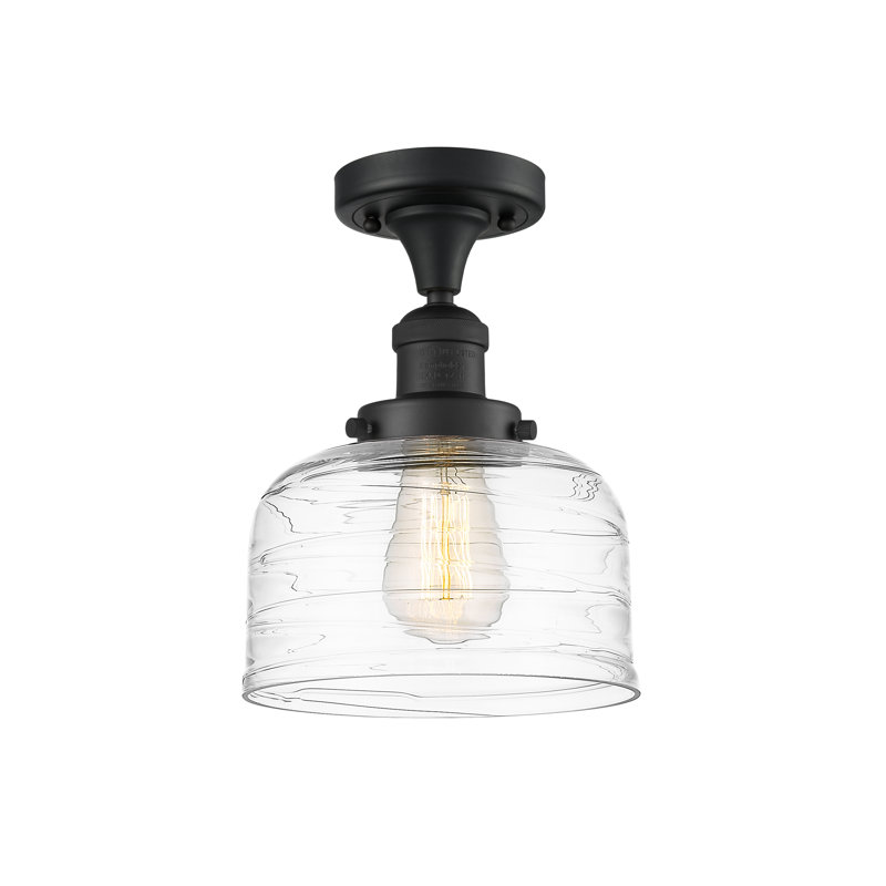 Plafonnier semi-encastré 8 po Bell, Clair, Ampoule à DEL rétro de 6 watts, Noir mat