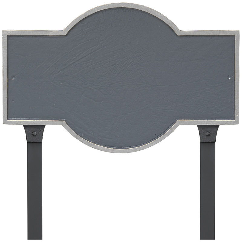 Plaque d'adresse rectangulaire avec piquets Canterbury, Gris / Argent, Oui