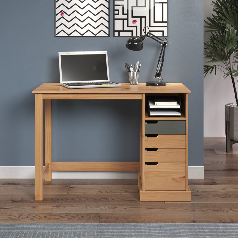 Brugos Solid Wood Writing Desk, Honey