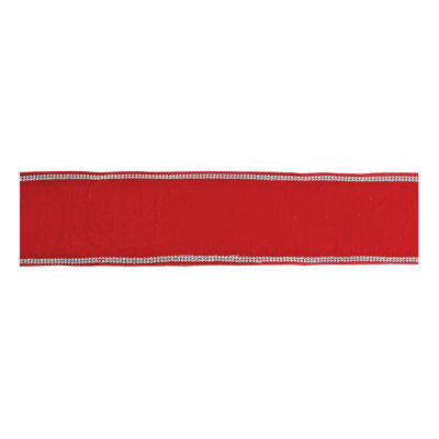 Velvet Rhinestone Trim Wired Ribbon 4" x 5 Yds.