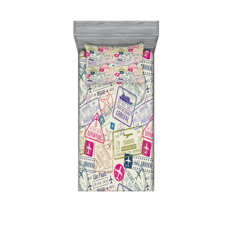 Ensemble de draps et taies décoratives Ambesonne, coquille d'œuf et rose, Ensemble de draps pour lit simple + 1 drap-housse 