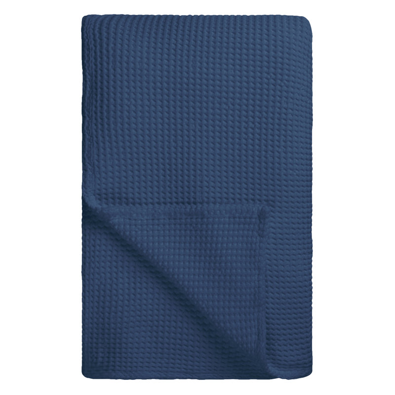 Alba Oversized Heavy-Knit Waffle Weave Cotton Bed Throw, Blossom, King/California King